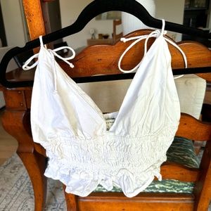 White fit & flare crop top